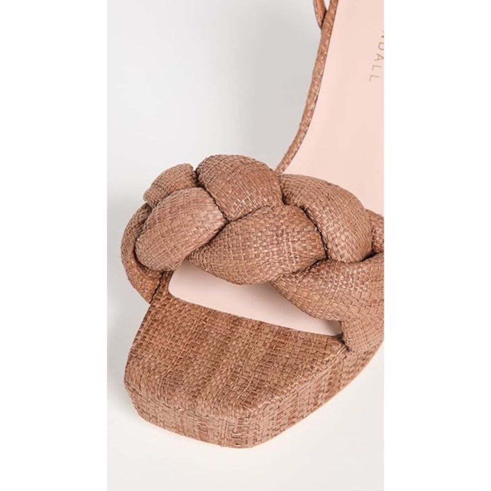 NWT LOEFFLER RANDALL Womens Brown Raffia 1-1/2" Platform Fae Heeled Sandal 7 B - Picture 3 of 4